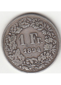 1894 - 1 Franc Argento Switzerland Standing Helvetia